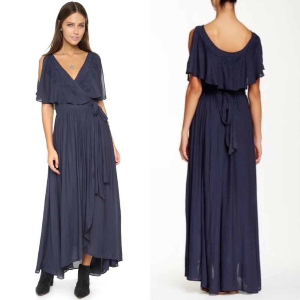 Free People Fiona Midnight Wrap Maxi Dress  Sz S